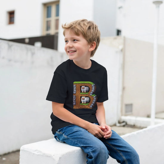 video showcasing minecraft inspired letters on different products, ie mug, t-shirt, cushion.
